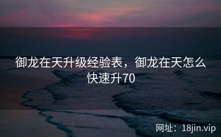 御龙在天升级经验表，御龙在天怎么快速升70